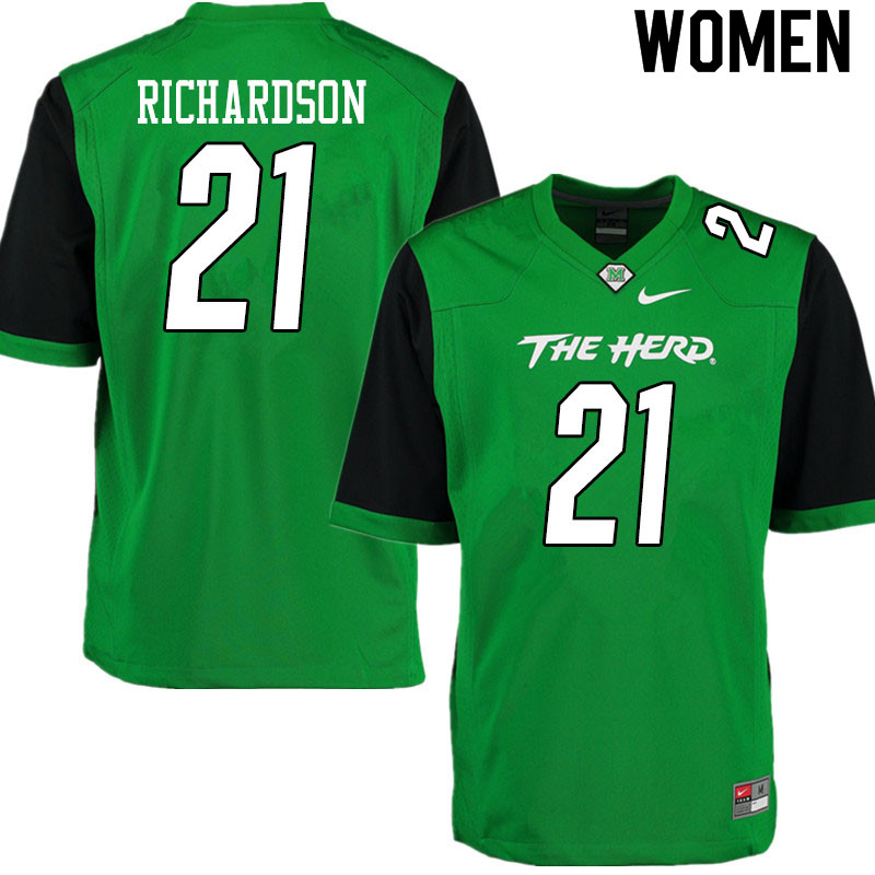 Women #21 Amir Richardson Marshall Thundering Herd College Football Jerseys Sale-Gren - Click Image to Close